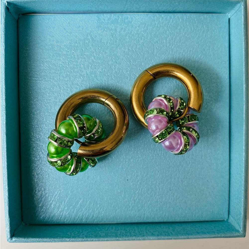 Vibrant 18k Gold Plated Hoop Earrings + Charms